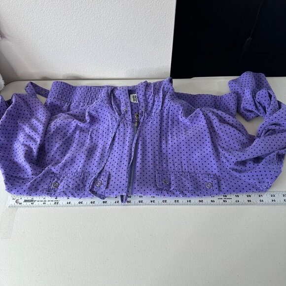 Chicos Design Silk Purple Polka Dot Zip Up Hooded Lightweight Jacket Size L (2) - Picture 12 of 14
